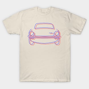 Triumph Spitfire classic car outline line graphic (red white blue) T-Shirt